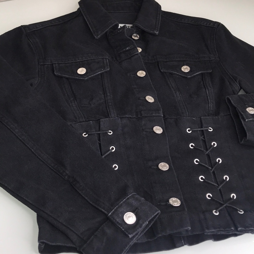 Topshop Moto Denim Jacket with Corset Bottom NWOT - Picture 3 of 8